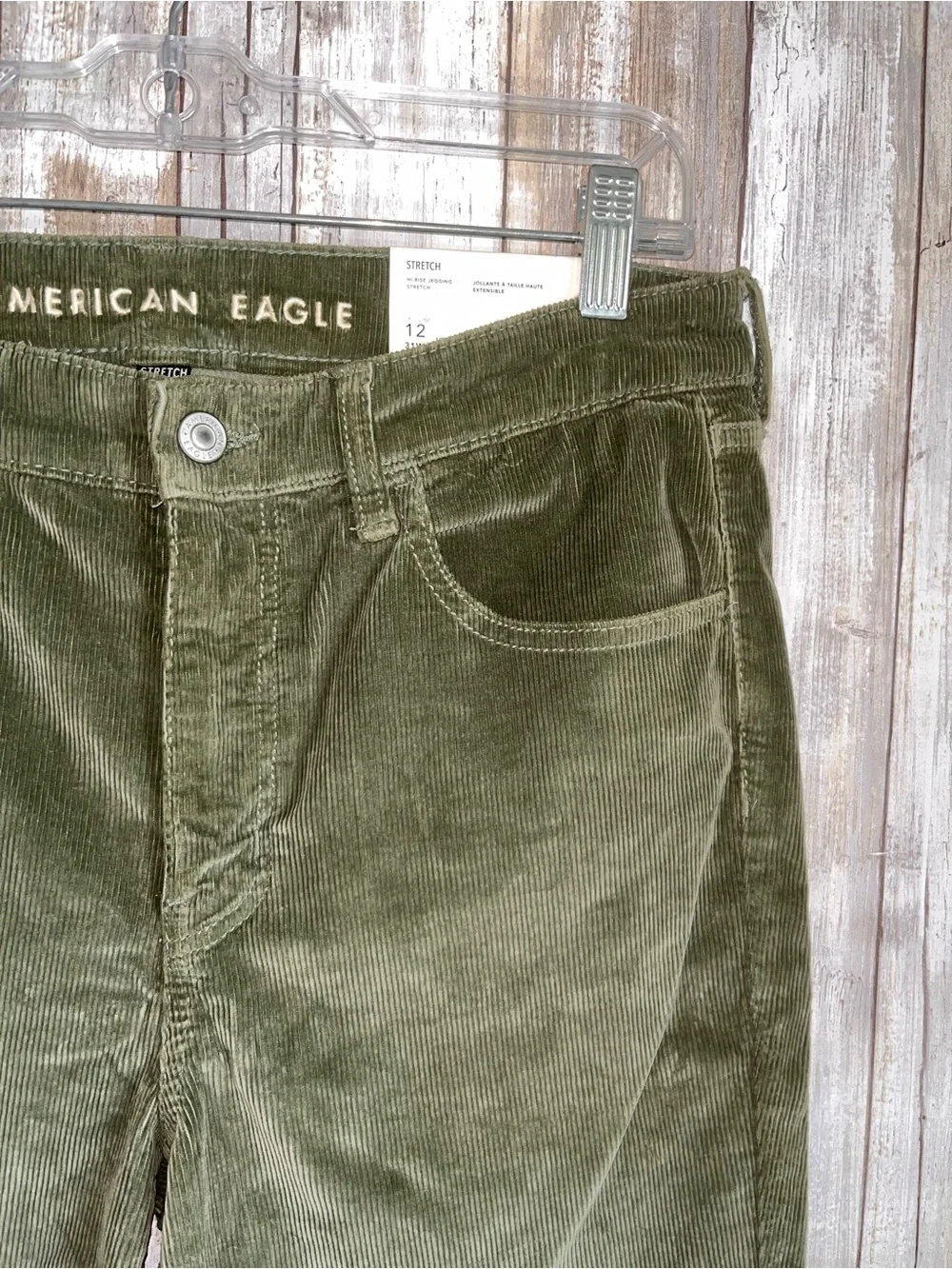 NWT American Eagle Olive Green High Rise Corduroy Jegging Size 12 Long 31W - Picture 4 of 8